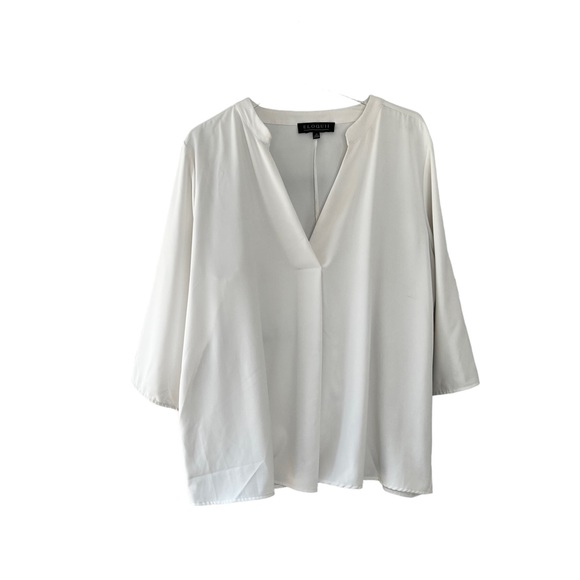 Eloquii Tops - Eloquii White V neck Front Plead Wide Sleeves Blouse Top size 16 (flawed)